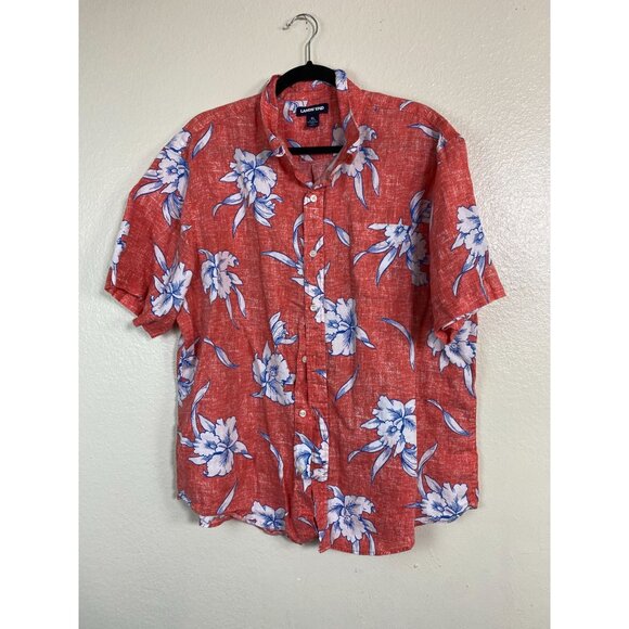 Lands' End Other - Lands End Linen‎ Hawaiian Shirt Men sz XL Short Sleeve Button Up Traditional Fit